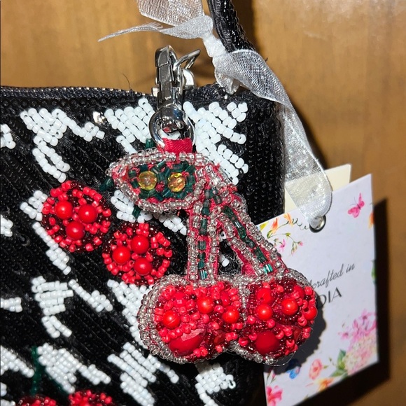 Handcrafted In India | Cherry 🍒 Beaded Bag w/ Bag Charm - Picture 8 of 10